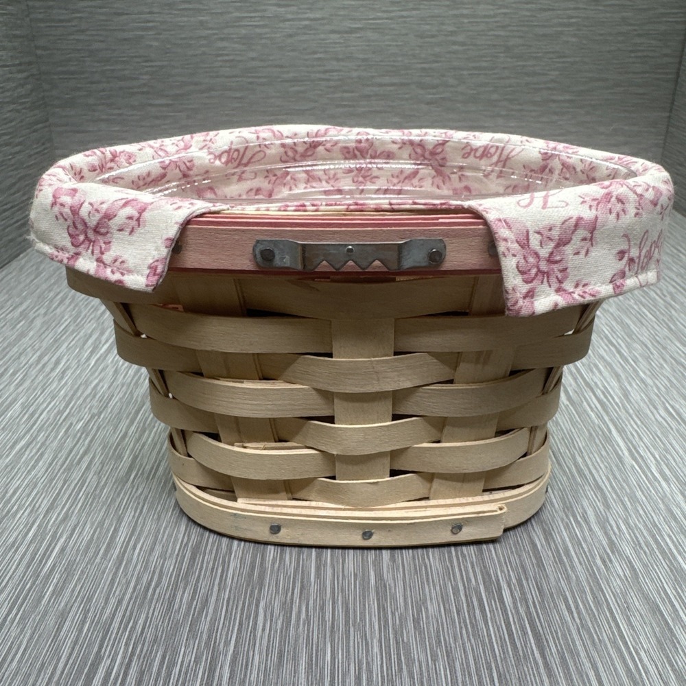 Longaberger Hope Basket Breast Cancer Awareness w/ Liner Protector Pink 2002 - Picture 3 of 10